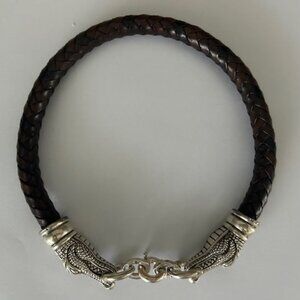 Vintage Barry Kieselstein Cord Leather Alligator Necklace with Sterling Silver